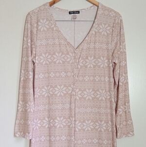 Not Tired snowflake women's lounge onesie with butt flap size XLarge